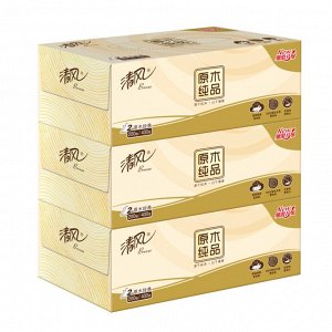 Салфетки бумажные плотные "Breeze Facial Tissue" 200 шт. х 3 коробки