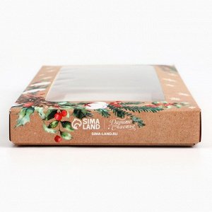 Коробка для шоколада «Еловые веточки», с окном, 9.4 х 1.7 х 18.4 см, Новый год
