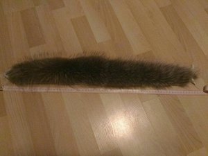 Опушка Опушка из меха енота на детский капюшон.
К опушке пришита тесьма за которую она пришивается к изделию.
Длина шкурки - 65 см,
Ширина по краям - 4см, ширина середины - 7 см.
Ширина по меху - до 1