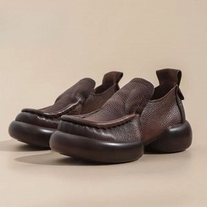 Женские ботинки из мягкой эко. кожи на толстой подошве, коричневые