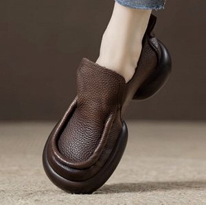 Женские ботинки из мягкой эко. кожи на толстой подошве, коричневые