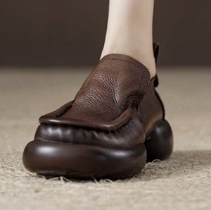 Женские ботинки из мягкой эко. кожи на толстой подошве, коричневые