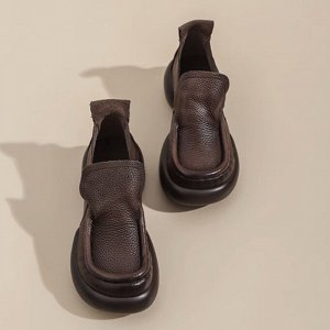 Женские ботинки из мягкой эко. кожи на толстой подошве, коричневые