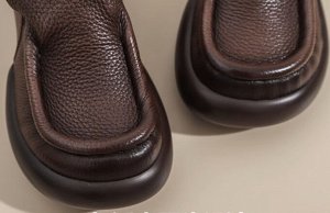 Женские ботинки из мягкой эко. кожи на толстой подошве, коричневые