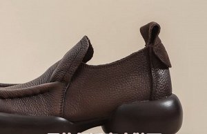 Женские ботинки из мягкой эко. кожи на толстой подошве, коричневые