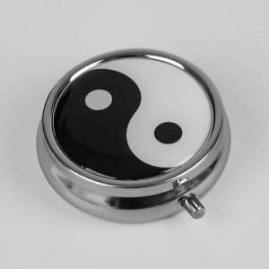 Таблетница "Инь-Ян", зеркальная поверхность, 3 секции, цвет серебристый/белый/чёрный
