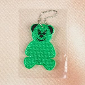 Светоотражатель "Медведь", 6,5*4,5см, цвет зелёный