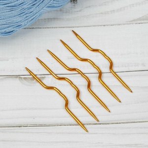Набор вспомогательных спиц для вязания, d=3мм, 9см, 5шт, цвет золотой