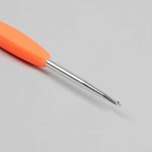 Крючок для вязания металлический, с силиконовой ручкой, d=2мм, 14см, цвет МИКС