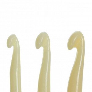 Набор крючков для вязания пластиковых, d=7/8/9мм, 14см, 3шт, цвет белый