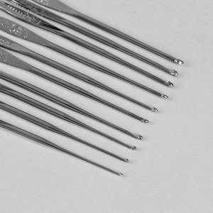 Крючки для вязания металлические, d=1,0-1,9мм, 13,5см, 10шт