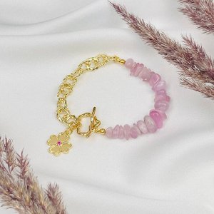 Браслет из Кунцита с цепочкой
