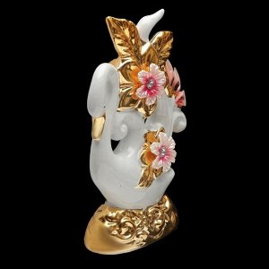 Сувенир керамика "Белый лебедь с цветами" 17,4х12,7х4,8 см