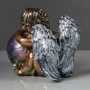 Статуэтка "Ангел с шаром" бронза цветная