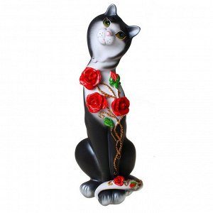 Сувенир "Кошка Анжелика" с розочками черная