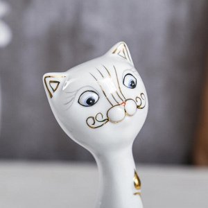 Сувенир керамика "Белый кот с золотой розой" 30х7,5х9,5 см