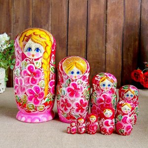 Матрёшка «Русская краса», розовое платье, 10 кукольная, 26 см