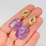 Серьги крупные с камнем Аметист