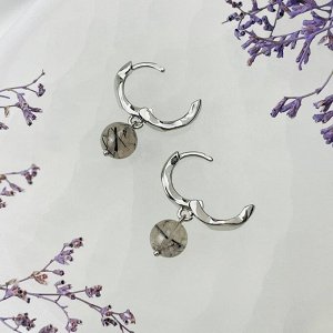 Серьги из Кварца с включением Турмалина