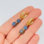 Серьги двойные из Лабрадора и Кианита