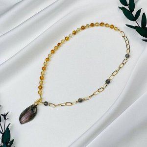 Колье из Цитрина и Лабрадора с цепочкой