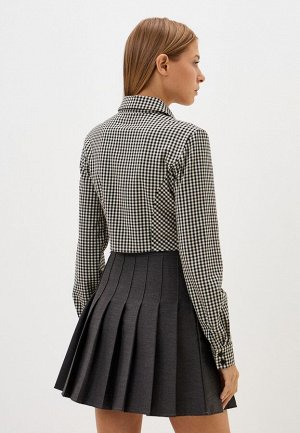 Блузка из клетки укороченная OD-857-1 бежево-черная