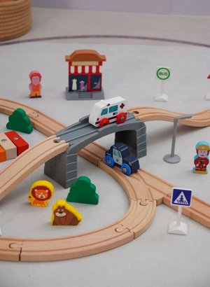 Деревянная железная дорога 70 детали Grooti Toys