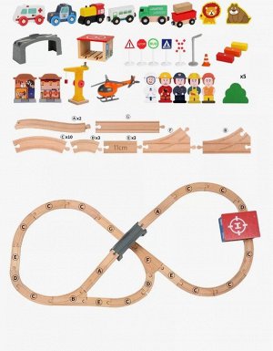 Деревянная железная дорога 70 детали Grooti Toys