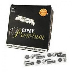 Односторонние лезвия Derby Premium для шаветки, 100 штук(ПОЛОВИНКИ)