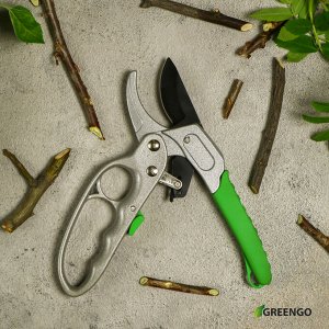Секатор контактный, 7" (18 см), с храповым механизмом, пластиковые ручки, Greengo
