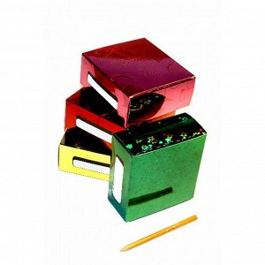 Коробка голографическая 117/01 прямоугольная с боковыми окошкам 11 х 11,5 х 5 см