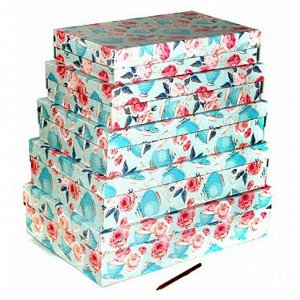 Коробка картон 54/333 Цветочный чай прямоуг большой набор из 5 32 х 20 х 8 см-40 х 28 х 10 см