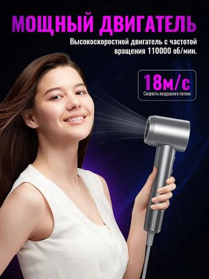 Фен для волос профессиональный Hoco HP10 с отрицательными ионами и дисплеем, 1600 Ватт