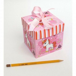 Коробка складная Единорог на розовом 10 х 10 х 10 см