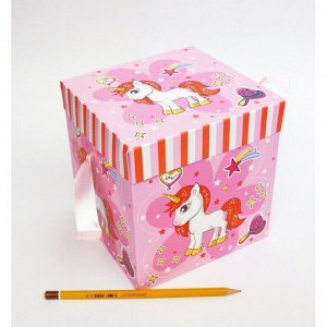 Коробка складная Единорог на розовом 15 х 15 х 15 см