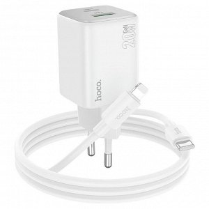 Сетевое зарядное устройство быстрая зарядка HOCO N41 Almighty USB+USB-C + кабель PD20W+QC3.0 Черный