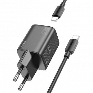Сетевое зарядное устройство быстрая зарядка HOCO N41 Almighty USB+USB-C + кабель PD20W+QC3.0 Черный