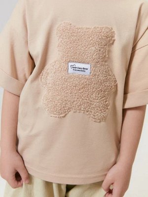 Футболка детская с принтом мишки Amarobaby Bear, цвет бежевый