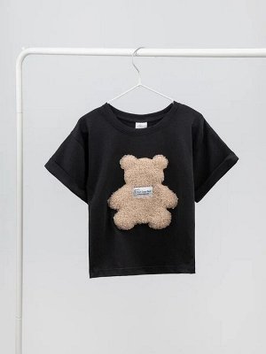 Футболка детская с принтом мишки Amarobaby Bear, цвет черный