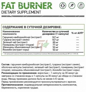 Natural Supp Fat Burner Жиросжигатель натуральный, 60 капс