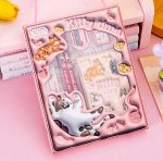 Подарочный набор в красивой коробке: блокнот + точилка + ластик + линейка + 2 простых карандаша, как на фото