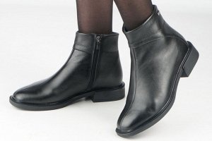 Ботинки женские черные из натуральной кожи зима, подклад шерстяной мех