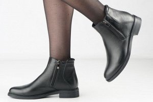 Ботинки женские черные из натуральной кожи демисезон, подклад байка