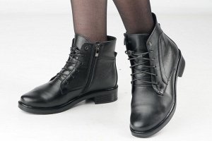 Ботинки женские черные из натуральной кожи демисезон, подклад байка