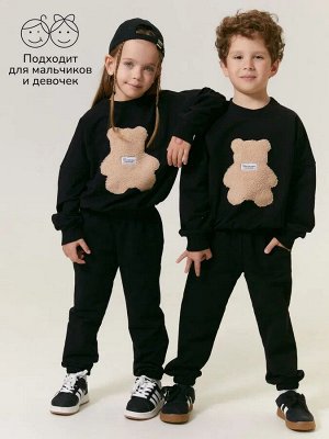 Костюм детский с принтом мишки Amarobaby TEDDY, цвет черный