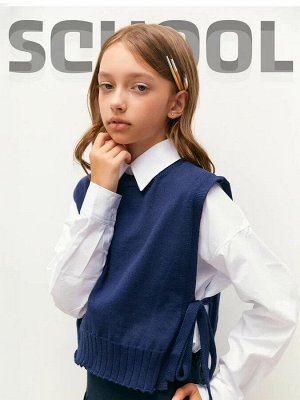 Жилет вязаный детский Amarobaby BOW, цвет синий