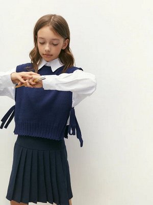 Жилет вязаный детский Amarobaby BOW, цвет синий
