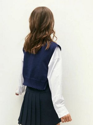 Жилет вязаный детский Amarobaby BOW, цвет синий