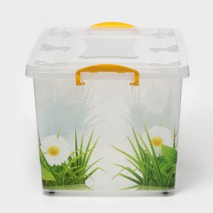 Контейнер для хранения с крышкой «Hide box. Трава», 50 л, 60x38x31 см, на колёсиках, МИКС