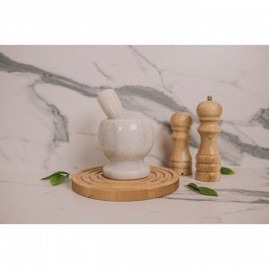 Ступка с пестиком Magistro «Мрамор», натуральный камень, 10x10 см, белая